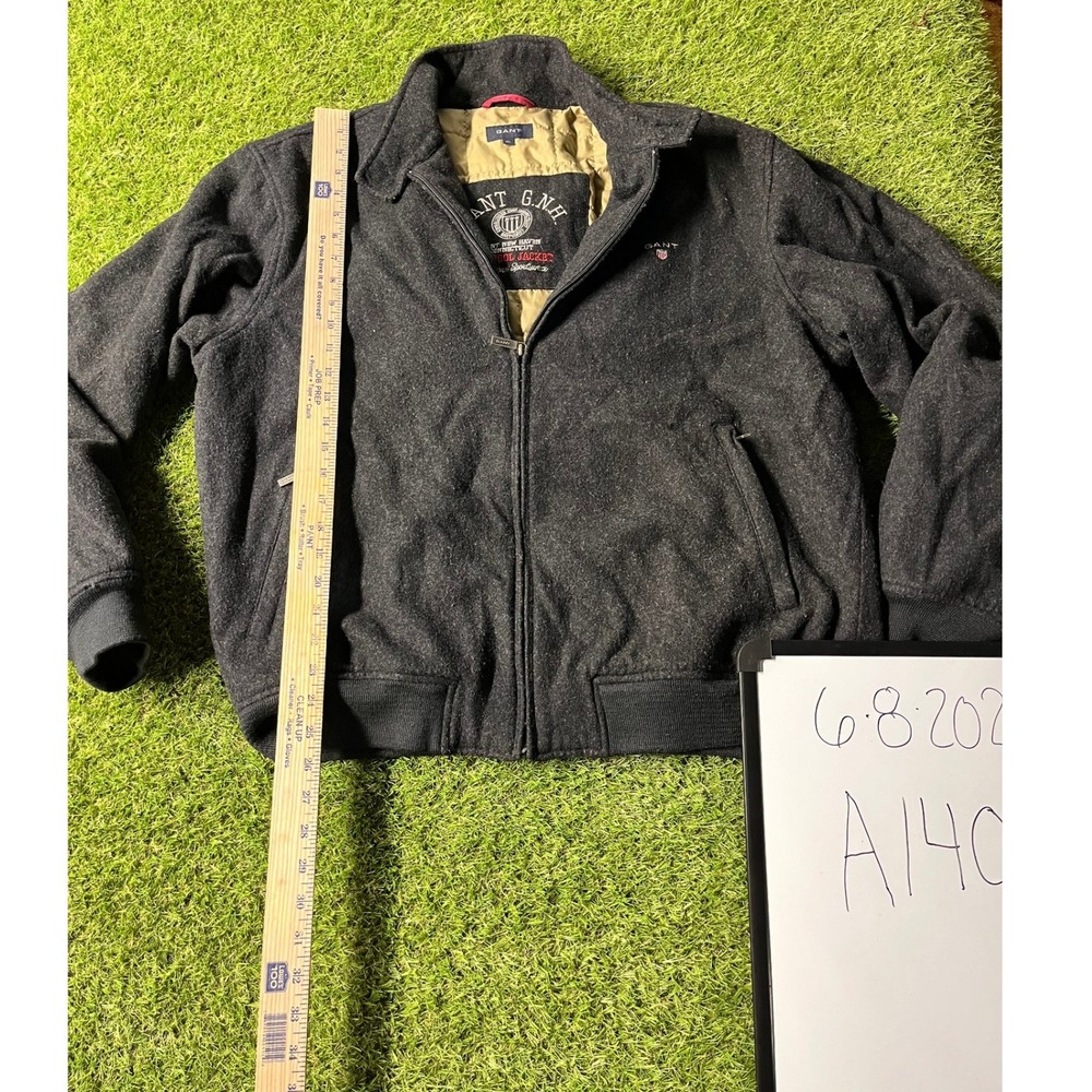 Gant Mens L.A. Wool Jacket Charcoal Gray Quilted Lined Full Zip Bomber XL